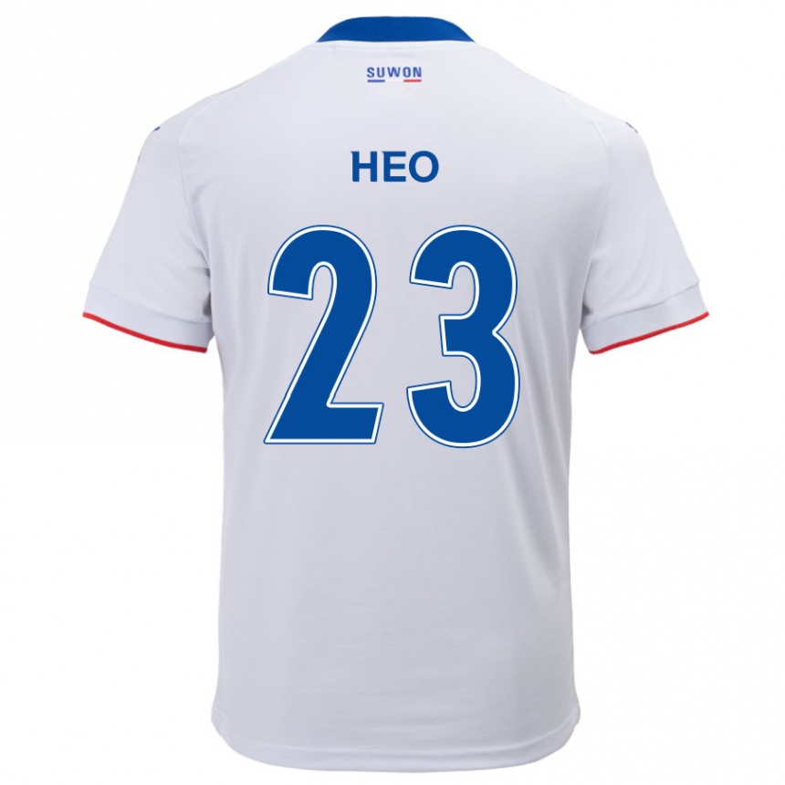 Kids Football Hwan Heo #23 White Blue Away Jersey 2024/25 T-Shirt