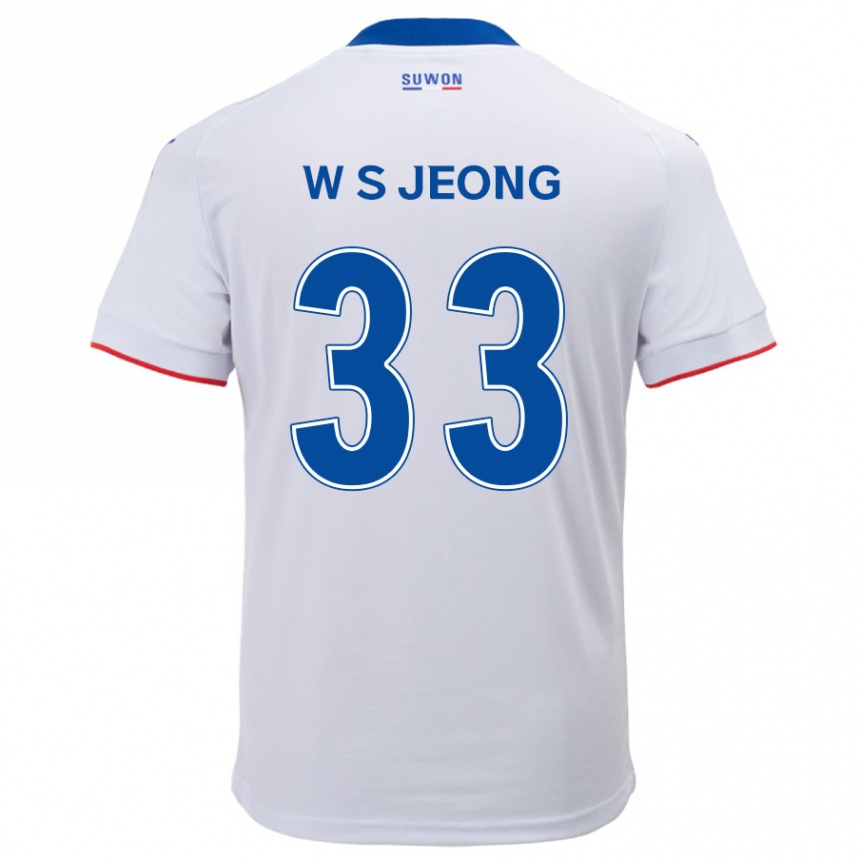 Kids Football Seo-Woo Jeong #33 White Blue Away Jersey 2024/25 T-Shirt