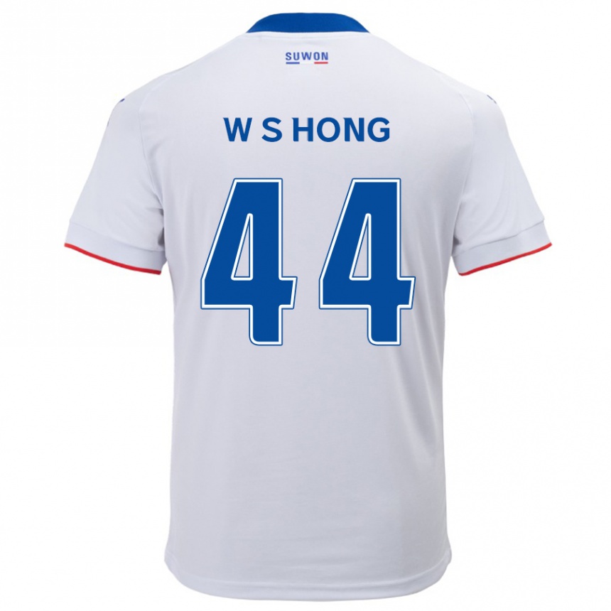 Kids Football Sang-Won Hong #44 White Blue Away Jersey 2024/25 T-Shirt