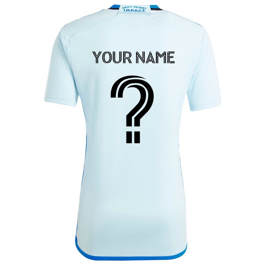 Kids Football Your Name #0 Ice Blue Away Jersey 2024/25 T-Shirt