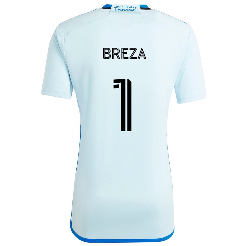 Kids Football Sebastian Breza #1 Ice Blue Away Jersey 2024/25 T-Shirt