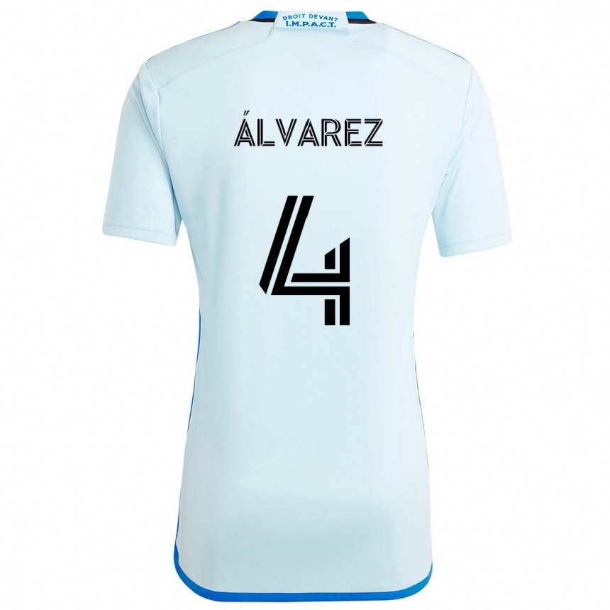 Kids Football Fernando Álvarez #4 Ice Blue Away Jersey 2024/25 T-Shirt