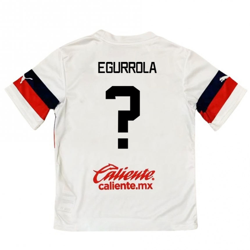 Kids Football Luis Egurrola #0 White Red Away Jersey 2024/25 T-Shirt