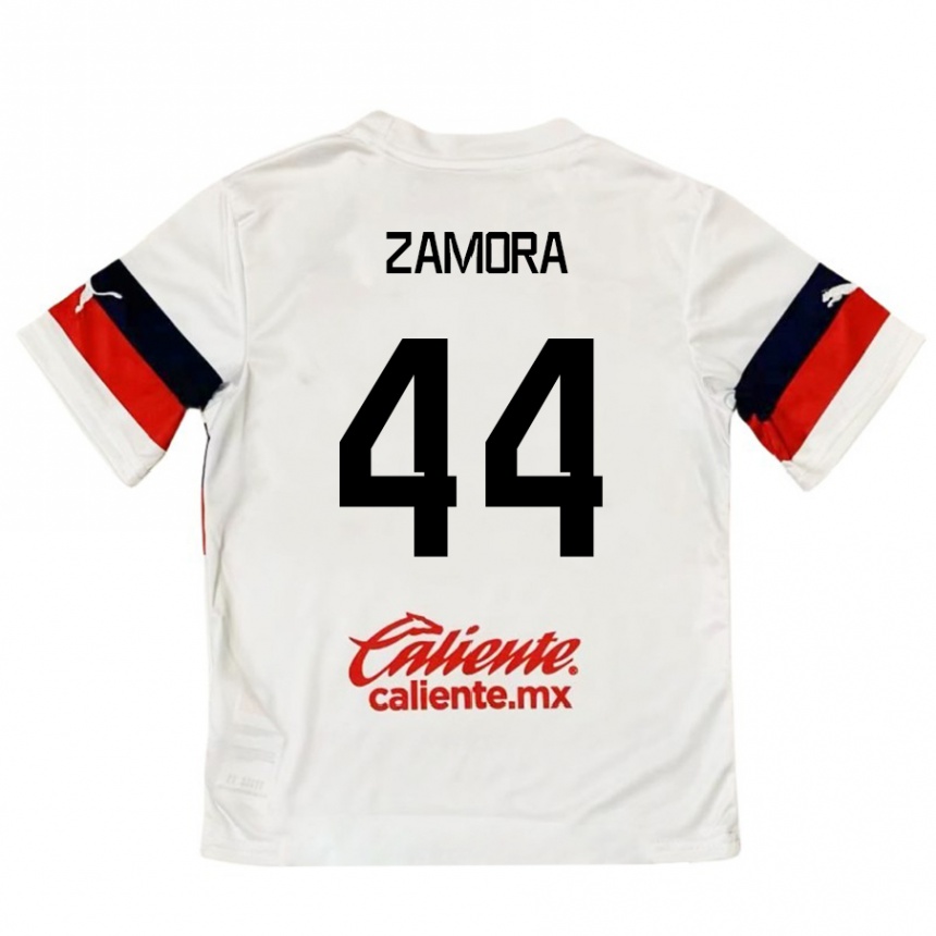 Kids Football Saúl Zamora #44 White Red Away Jersey 2024/25 T-Shirt