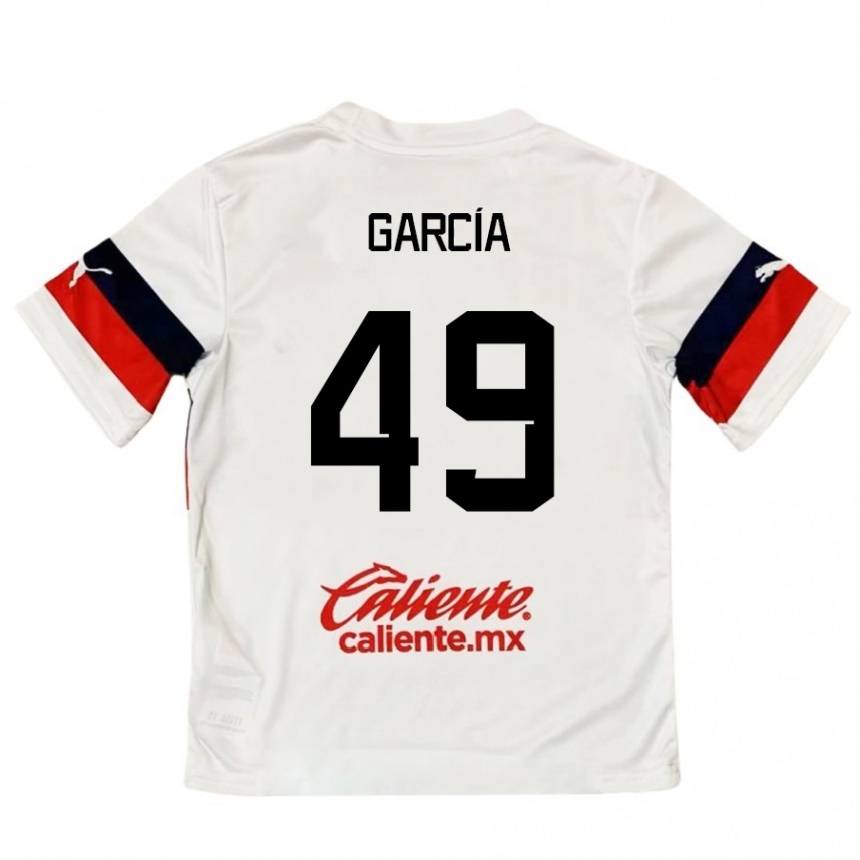 Kids Football Gilberto García #49 White Red Away Jersey 2024/25 T-Shirt