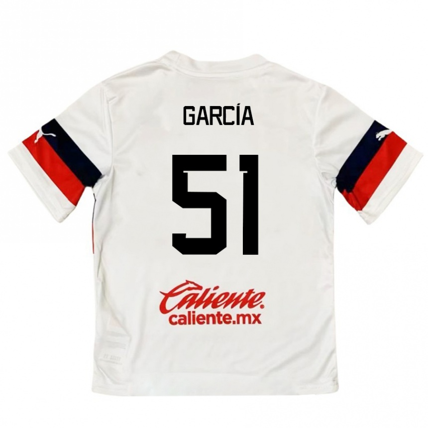 Kids Football Eduardo García #51 White Red Away Jersey 2024/25 T-Shirt