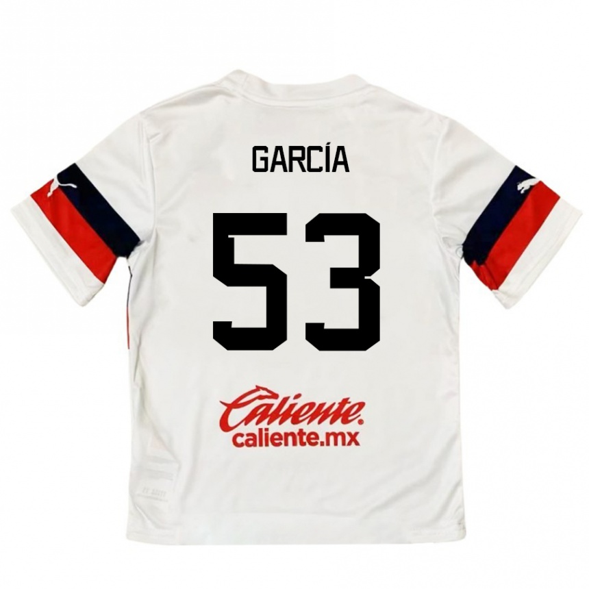 Kids Football Uziel García #53 White Red Away Jersey 2024/25 T-Shirt