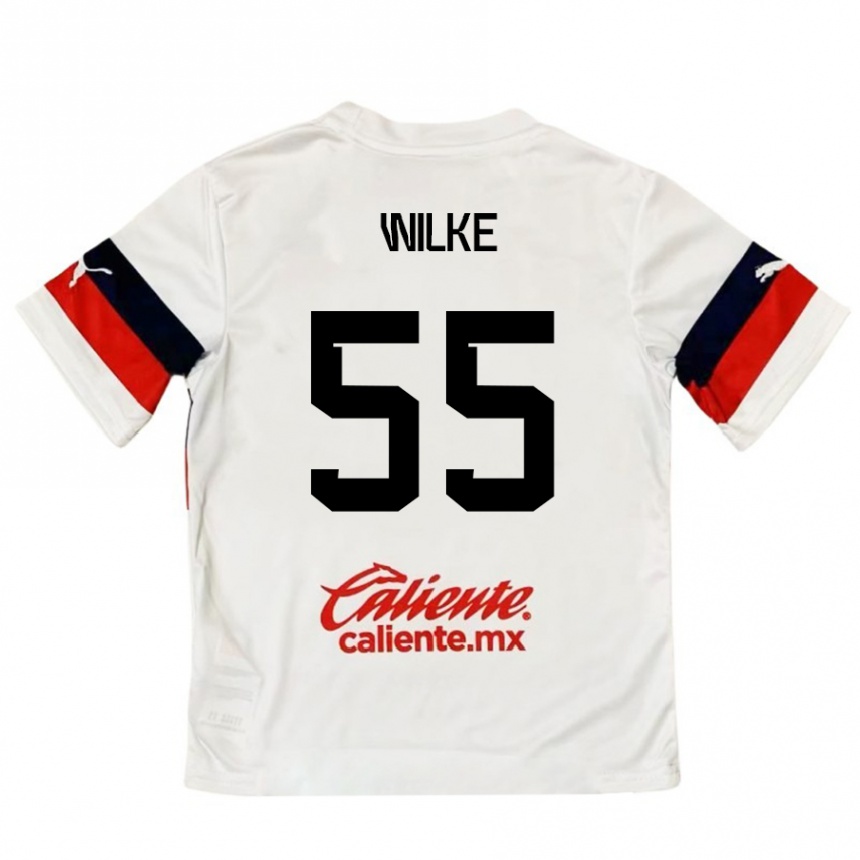 Kids Football Teun Wilke #55 White Red Away Jersey 2024/25 T-Shirt