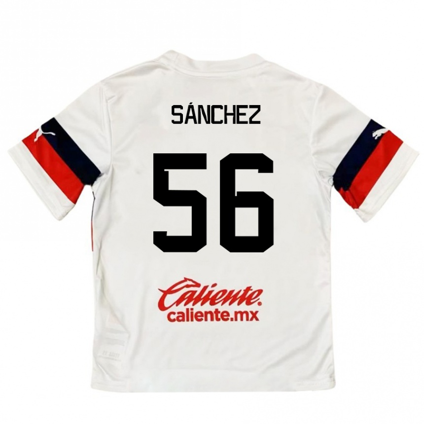 Kids Football Benjamín Sánchez #56 White Red Away Jersey 2024/25 T-Shirt