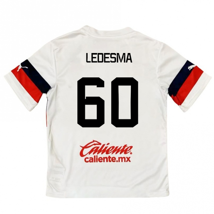 Kids Football Luis Ledesma #60 White Red Away Jersey 2024/25 T-Shirt