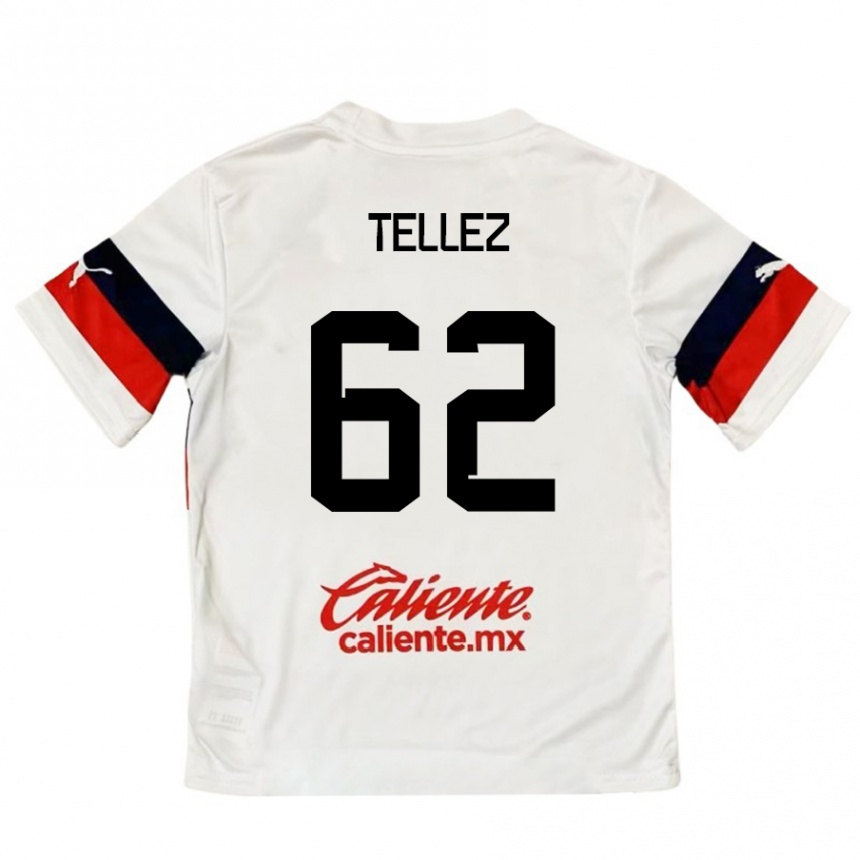 Kids Football Brandon Téllez #62 White Red Away Jersey 2024/25 T-Shirt