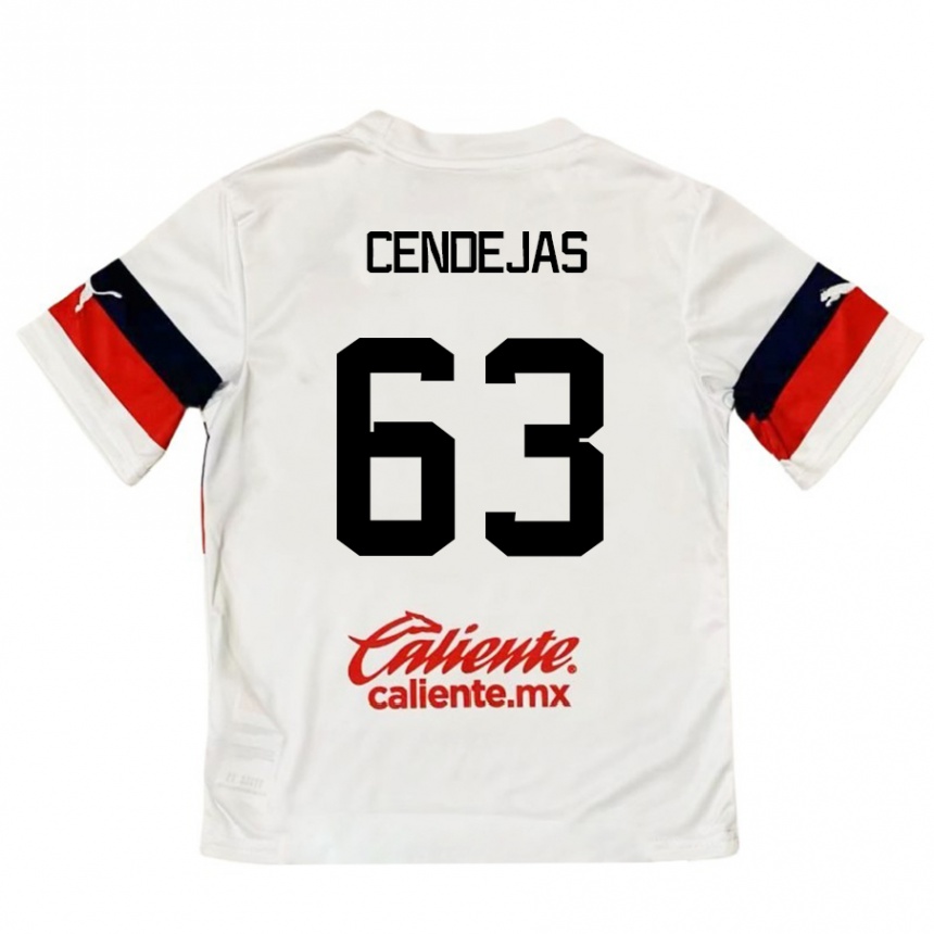 Kids Football Matías Cendejas #63 White Red Away Jersey 2024/25 T-Shirt