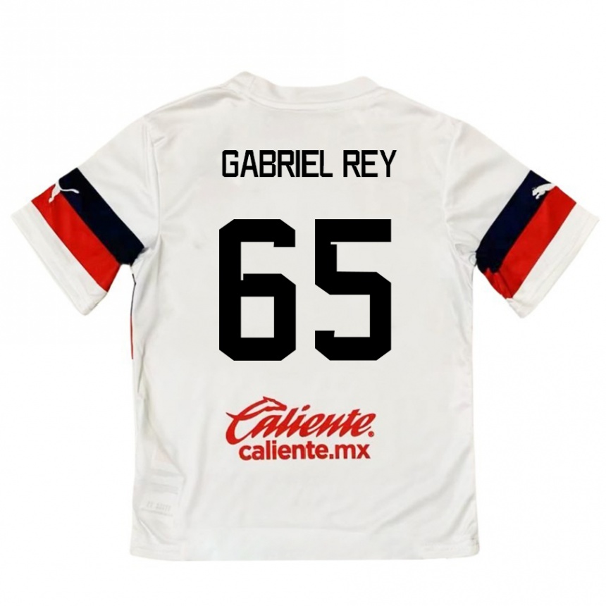 Kids Football Luis Gabriel Rey #65 White Red Away Jersey 2024/25 T-Shirt