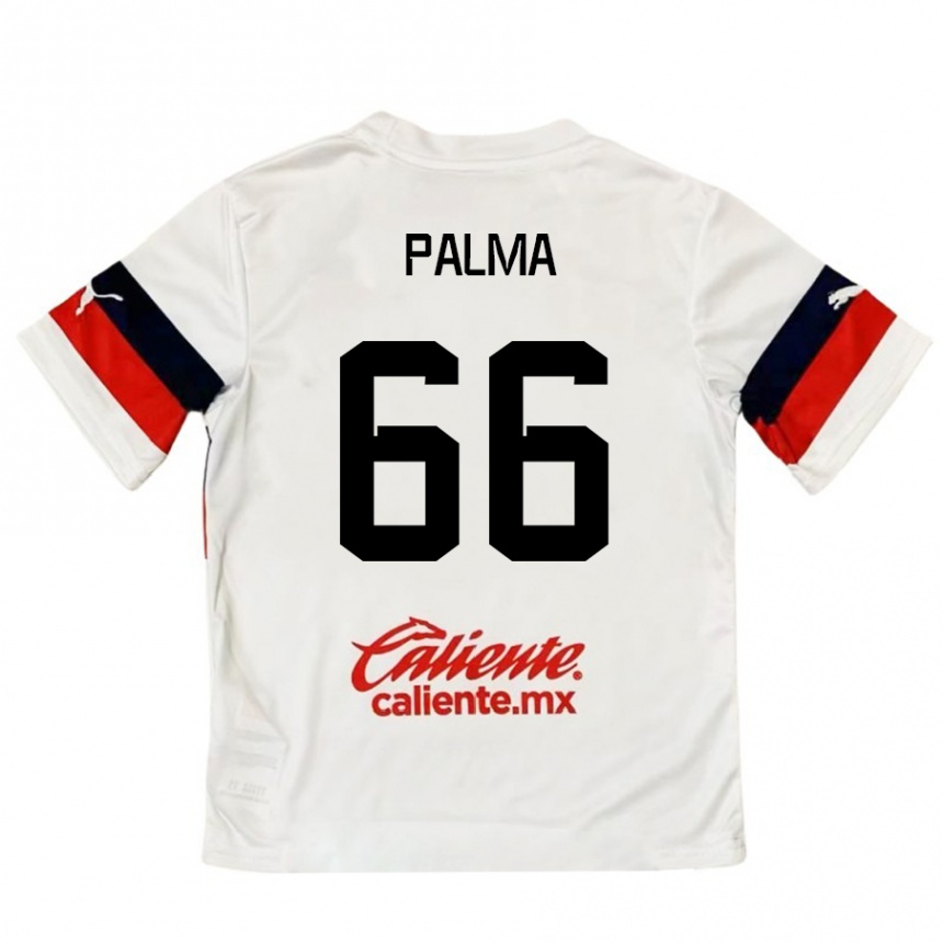 Kids Football Arturo Palma #66 White Red Away Jersey 2024/25 T-Shirt