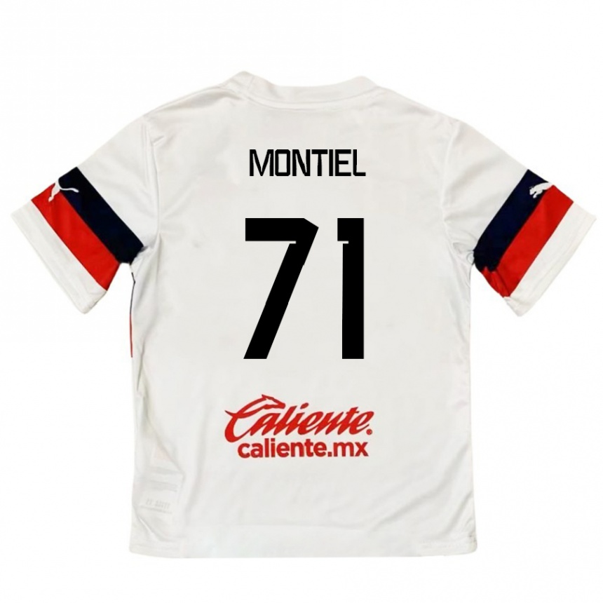 Kids Football Erick Montiel #71 White Red Away Jersey 2024/25 T-Shirt