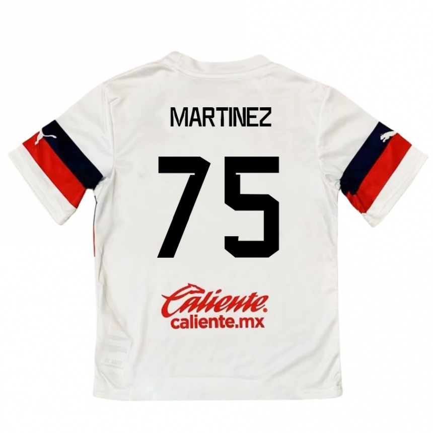 Kids Football Isaac Martínez #75 White Red Away Jersey 2024/25 T-Shirt