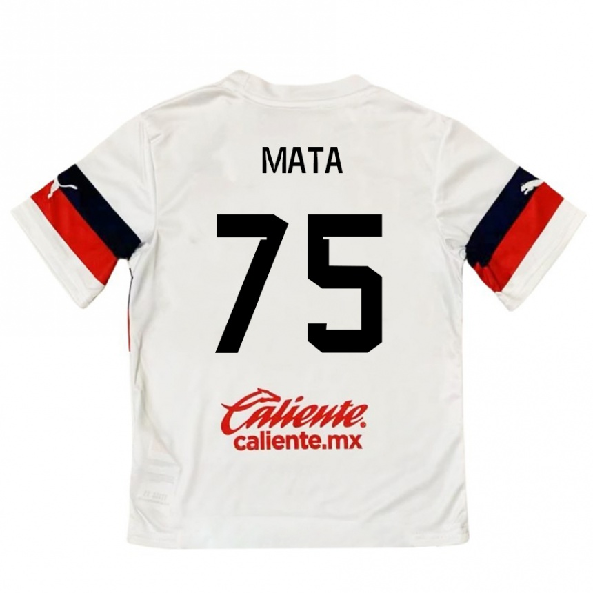 Kids Football Hugo Mata #75 White Red Away Jersey 2024/25 T-Shirt