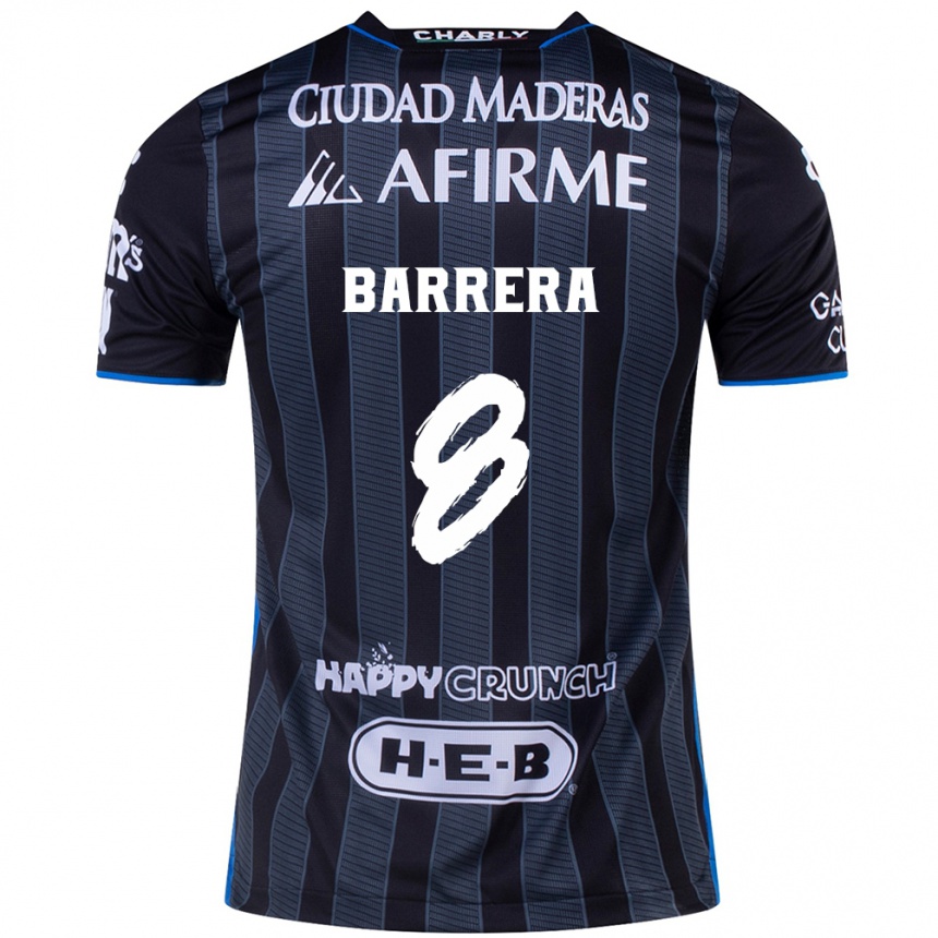 Kids Football Pablo Barrera #8 White Black Away Jersey 2024/25 T-Shirt