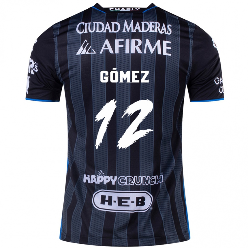 Kids Football Jaime Gómez #12 White Black Away Jersey 2024/25 T-Shirt