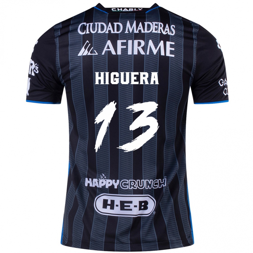 Kids Football Carlos Higuera #13 White Black Away Jersey 2024/25 T-Shirt