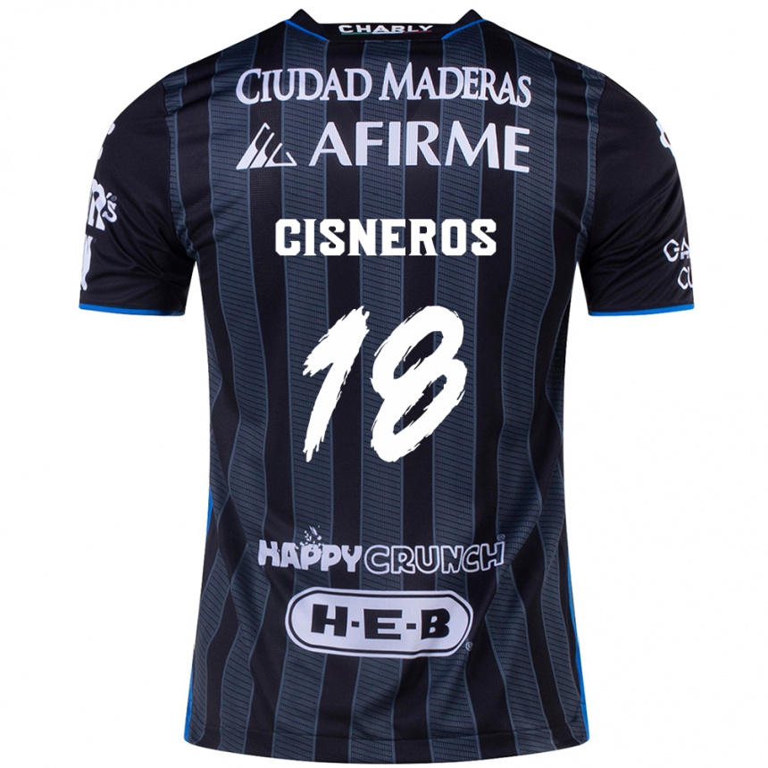 Kids Football Ronaldo Cisneros #18 White Black Away Jersey 2024/25 T-Shirt