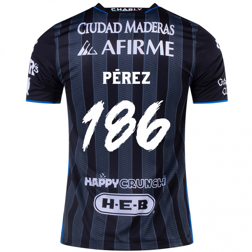 Kids Football José Pérez #186 White Black Away Jersey 2024/25 T-Shirt