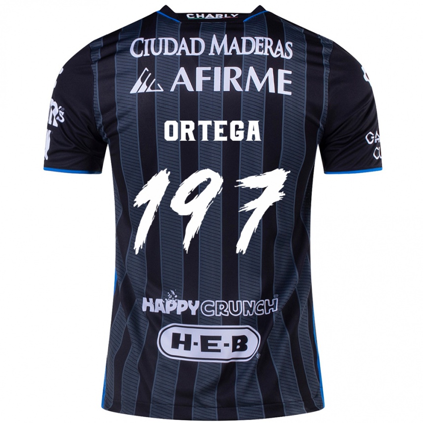 Kids Football Javier Ortega #197 White Black Away Jersey 2024/25 T-Shirt