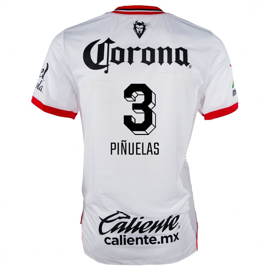 Kids Football Fernando Piñuelas #3 White Red Away Jersey 2024/25 T-Shirt