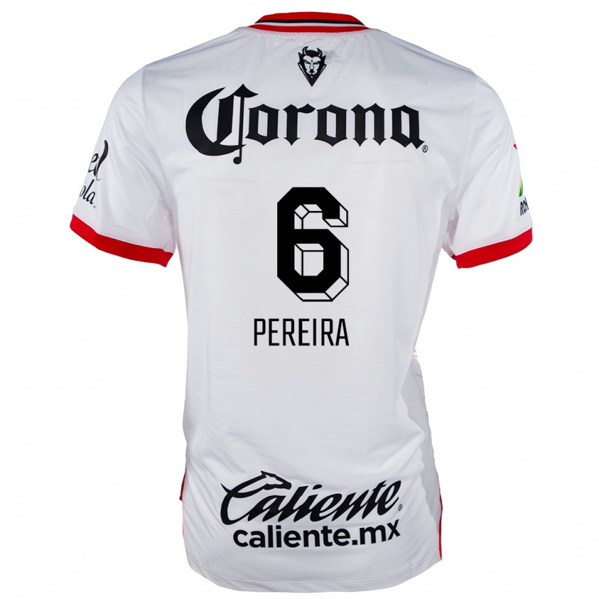 Kids Football Federico Pereira #6 White Red Away Jersey 2024/25 T-Shirt