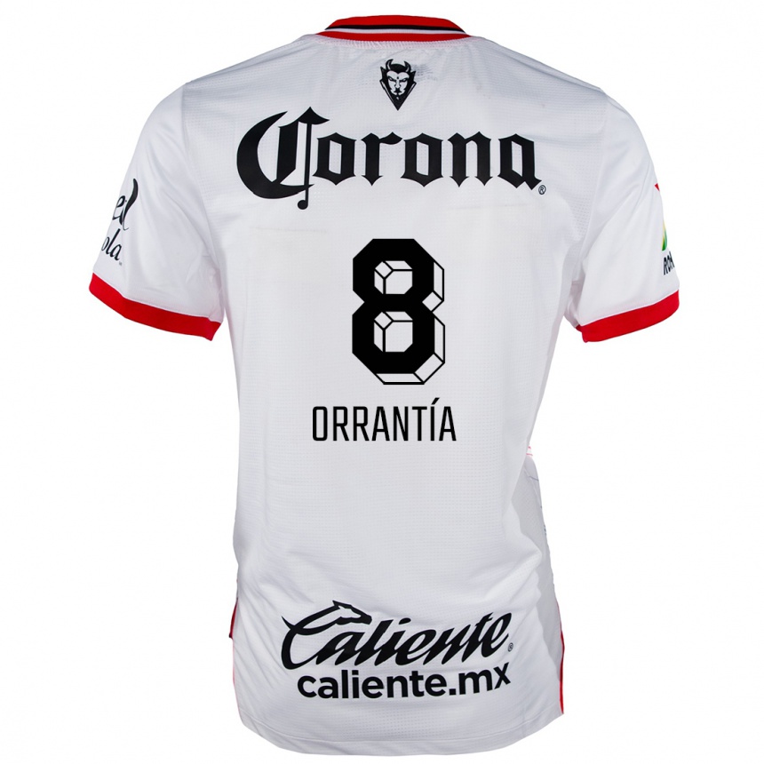 Kids Football Carlos Orrantía #8 White Red Away Jersey 2024/25 T-Shirt