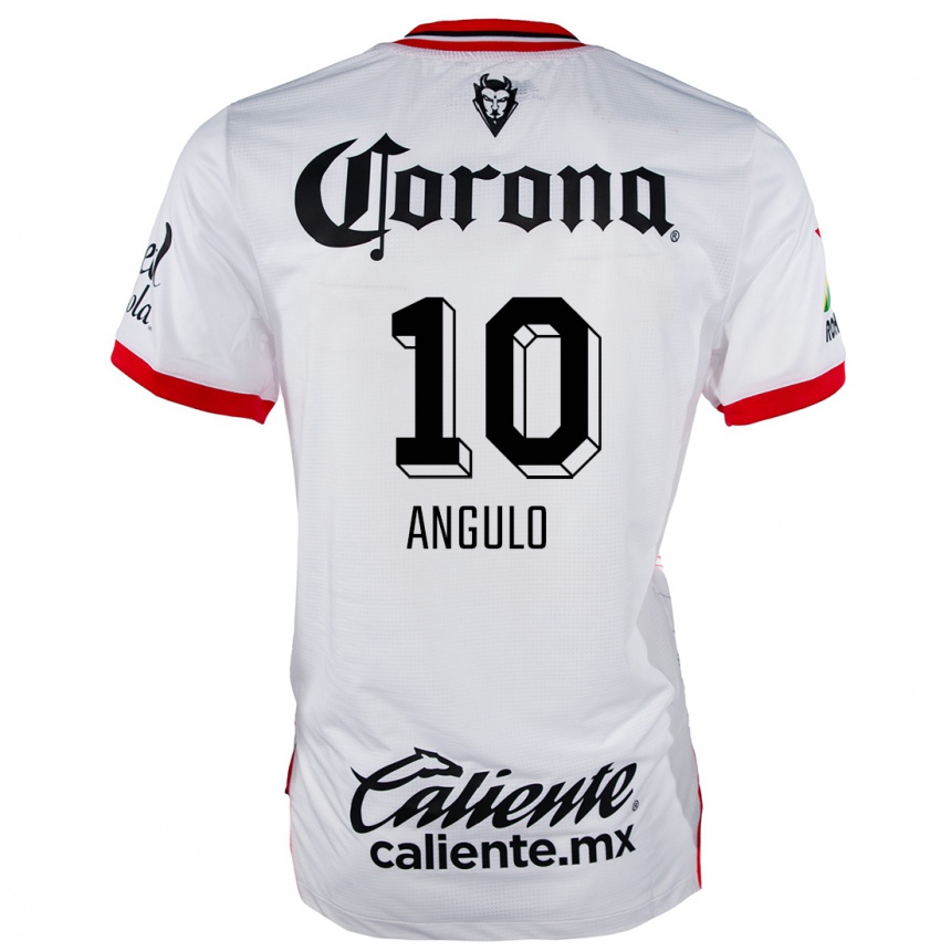 Kids Football Jesús Angulo #10 White Red Away Jersey 2024/25 T-Shirt