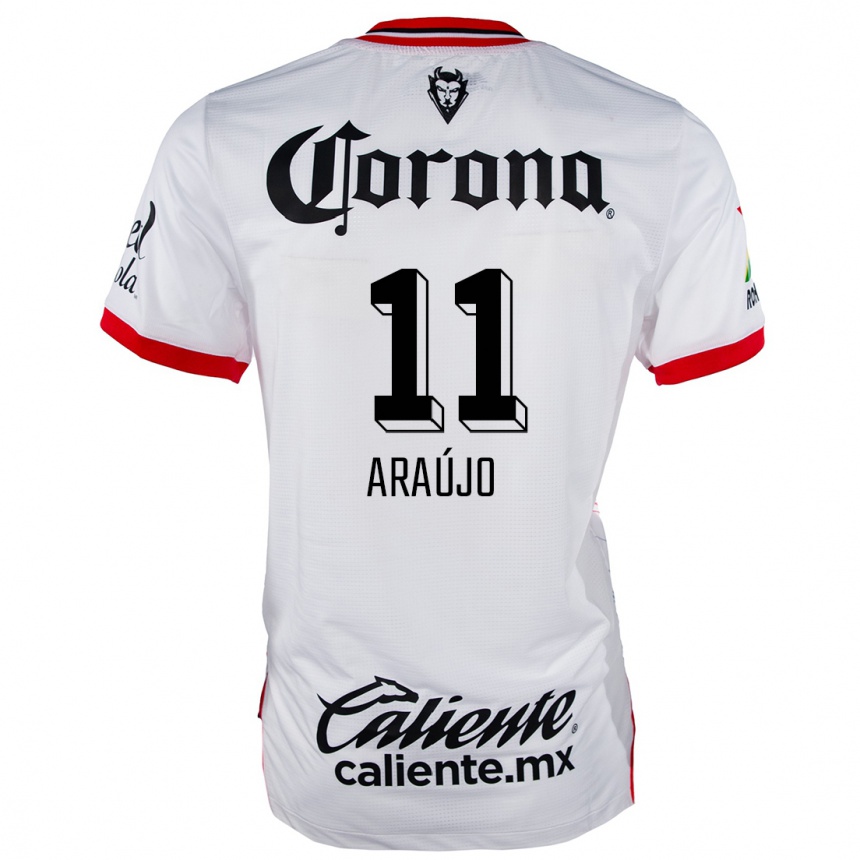 Kids Football Maximiliano Araújo #11 White Red Away Jersey 2024/25 T-Shirt