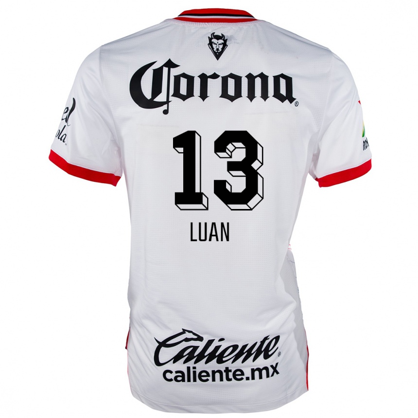 Kids Football Luan #13 White Red Away Jersey 2024/25 T-Shirt