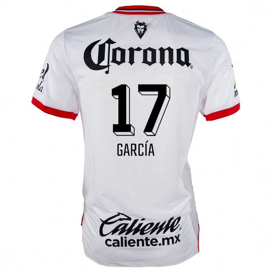 Kids Football Brian García #17 White Red Away Jersey 2024/25 T-Shirt