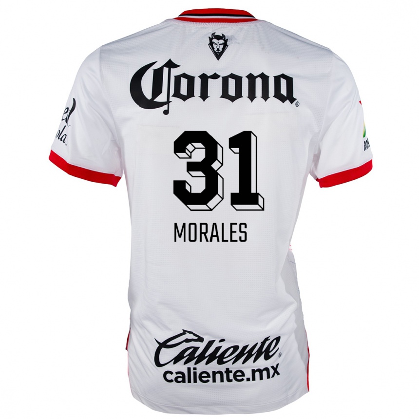 Kids Football Robert Morales #31 White Red Away Jersey 2024/25 T-Shirt