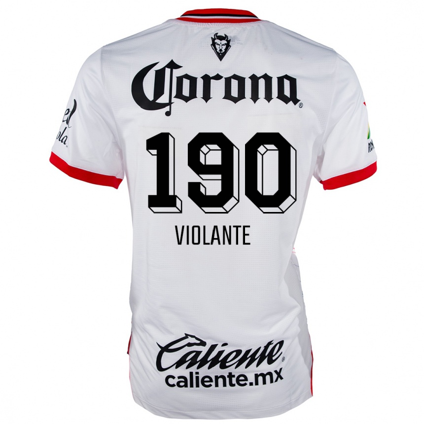 Kids Football Isaías Violante #190 White Red Away Jersey 2024/25 T-Shirt