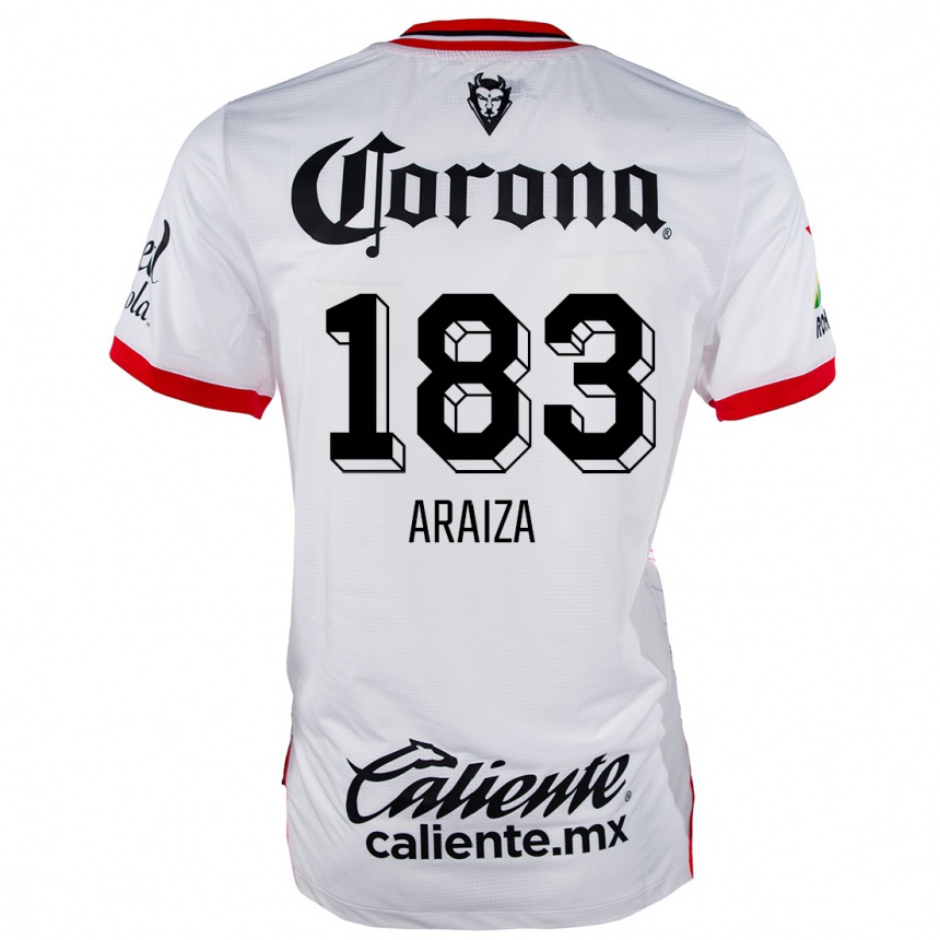 Kids Football Daniel Araiza #183 White Red Away Jersey 2024/25 T-Shirt