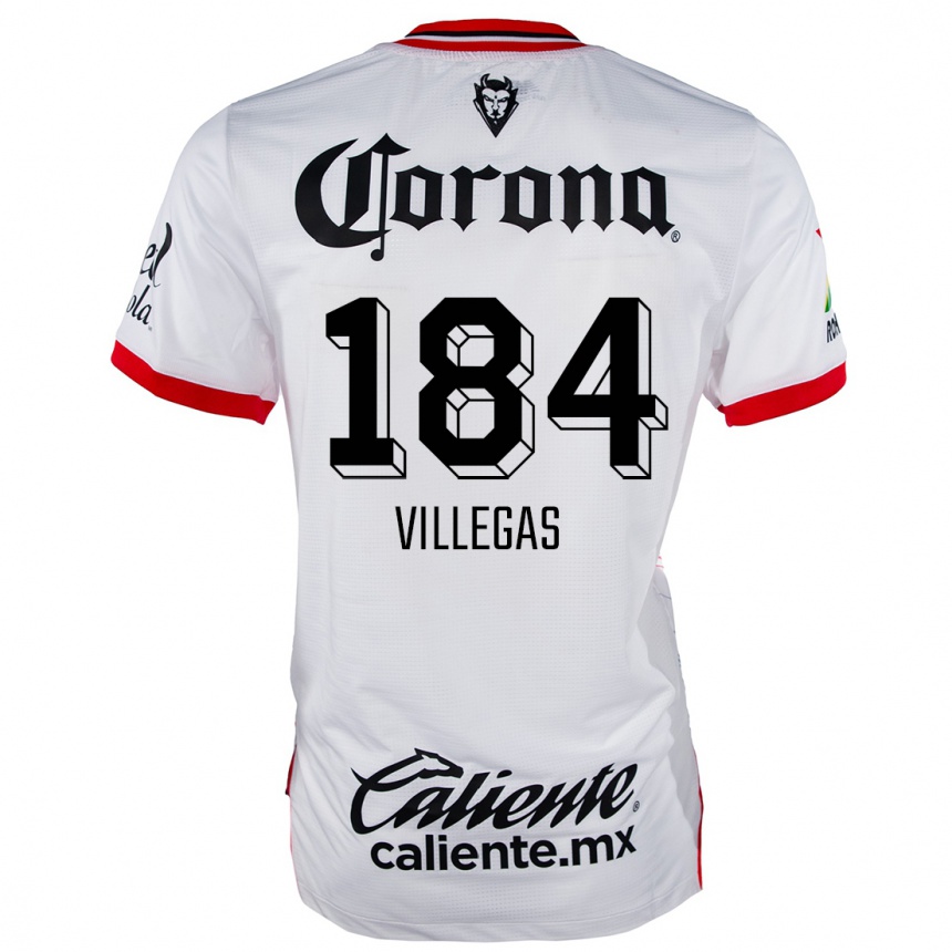 Kids Football Abraham Villegas #184 White Red Away Jersey 2024/25 T-Shirt