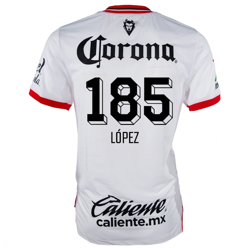 Kids Football David López #185 White Red Away Jersey 2024/25 T-Shirt