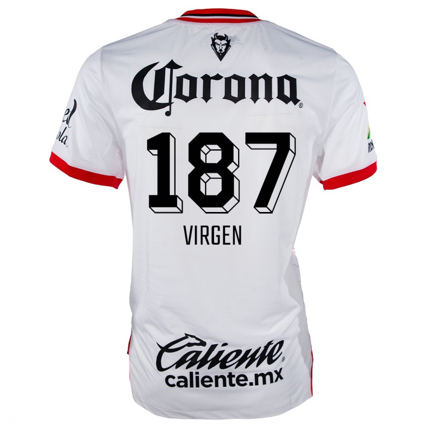 Kids Football Oswaldo Virgen #187 White Red Away Jersey 2024/25 T-Shirt