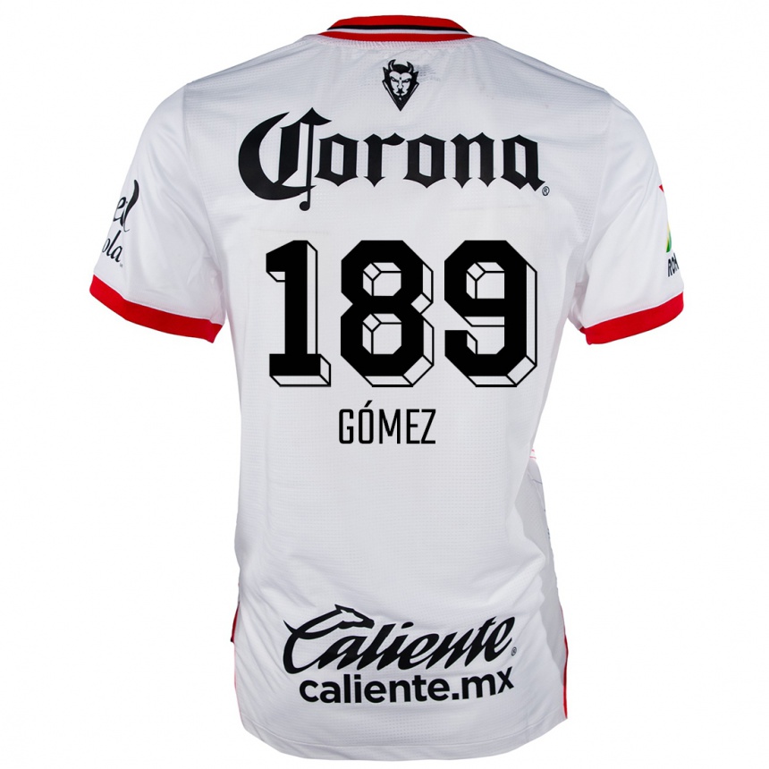 Kids Football Enrique Gómez #189 White Red Away Jersey 2024/25 T-Shirt