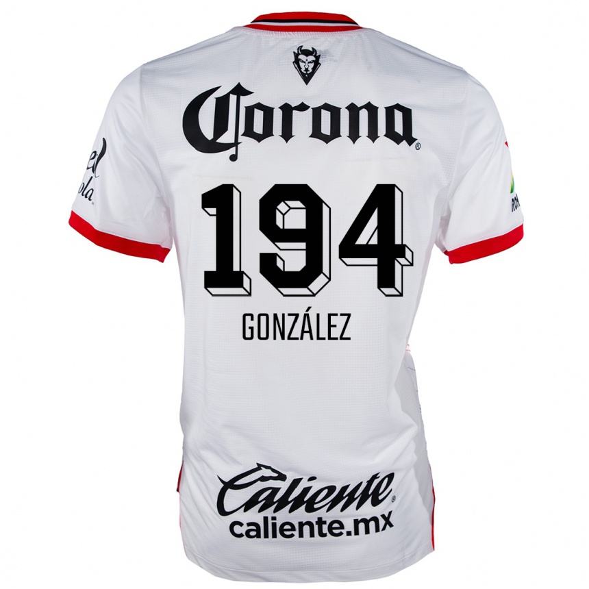 Kids Football Cristopher González #194 White Red Away Jersey 2024/25 T-Shirt