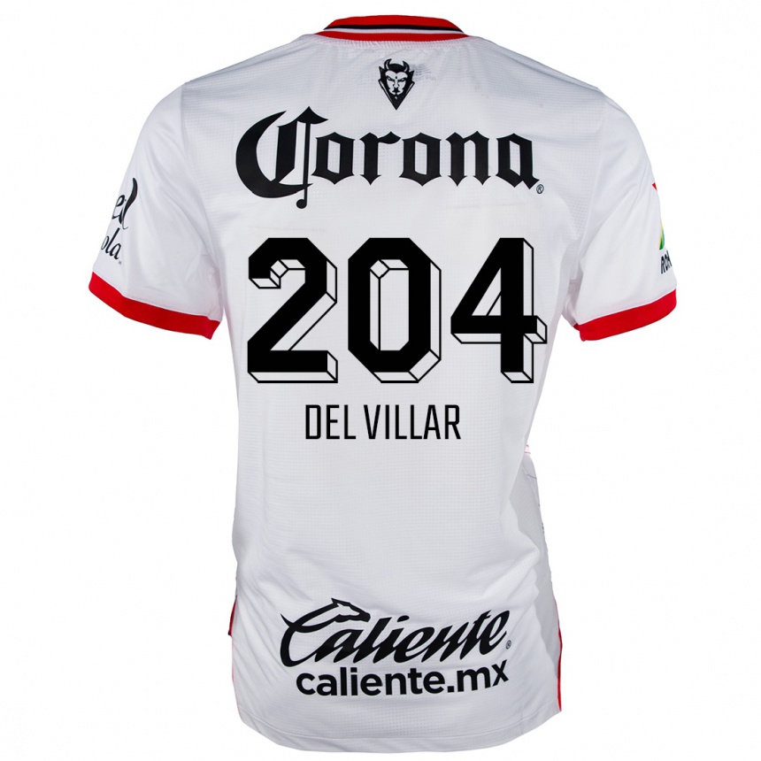 Kids Football Everardo Del Villar #204 White Red Away Jersey 2024/25 T-Shirt