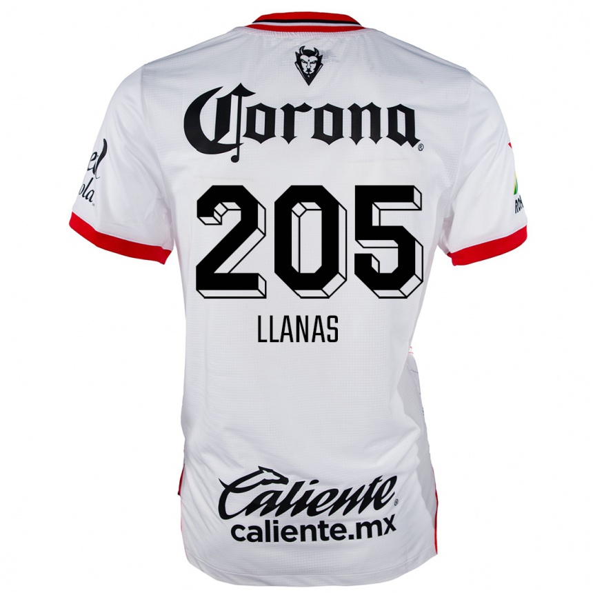 Kids Football Emmanuel Llanas #205 White Red Away Jersey 2024/25 T-Shirt