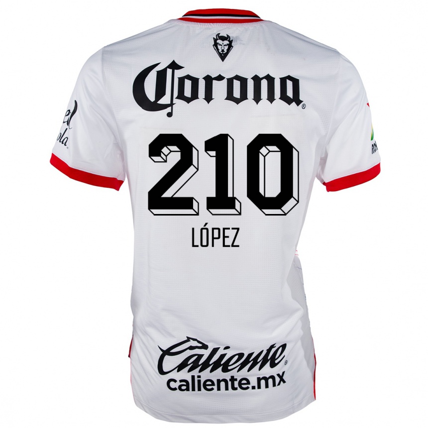 Kids Football Juan López #210 White Red Away Jersey 2024/25 T-Shirt