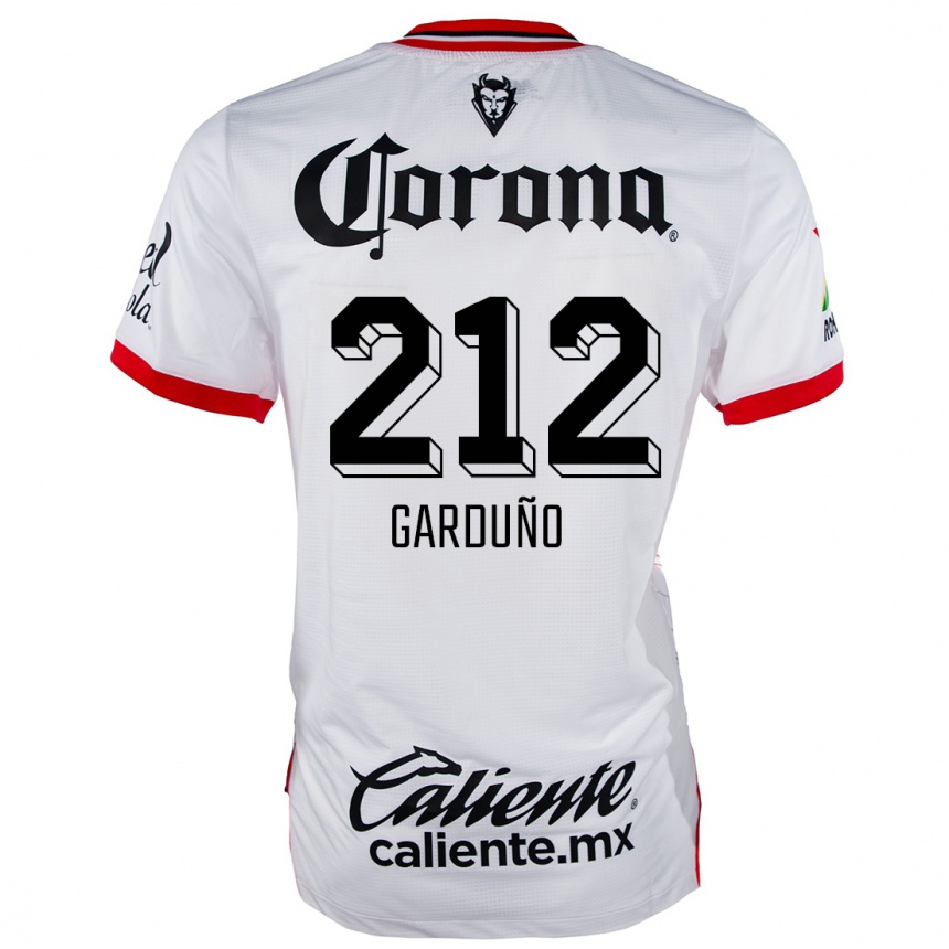 Kids Football Carlos Garduño #212 White Red Away Jersey 2024/25 T-Shirt