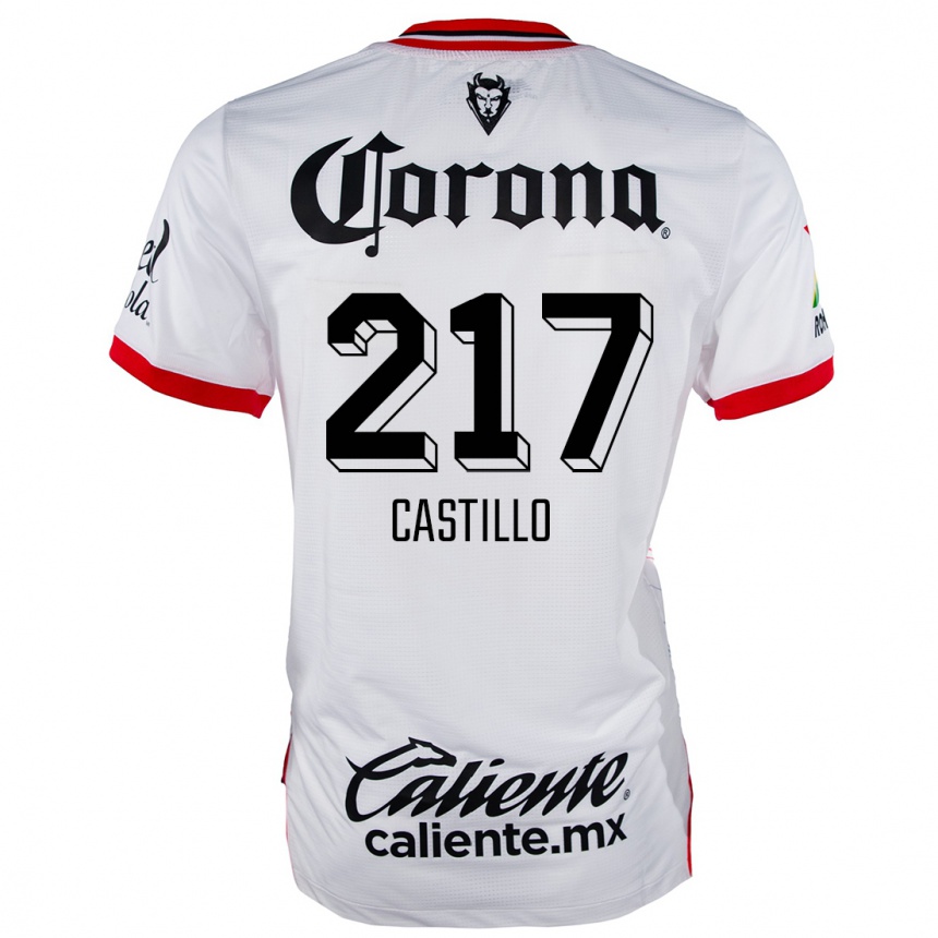 Kids Football Klever Castillo #217 White Red Away Jersey 2024/25 T-Shirt