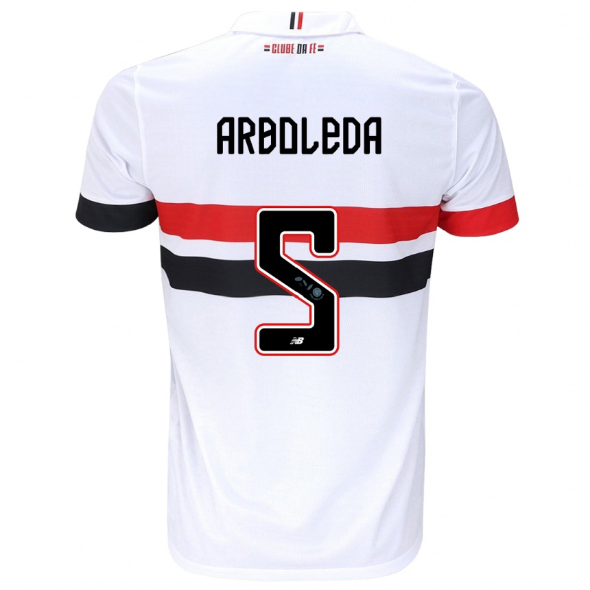 Men Football Robert Arboleda #5 White Red Black Home Jersey 2024/25 T-Shirt