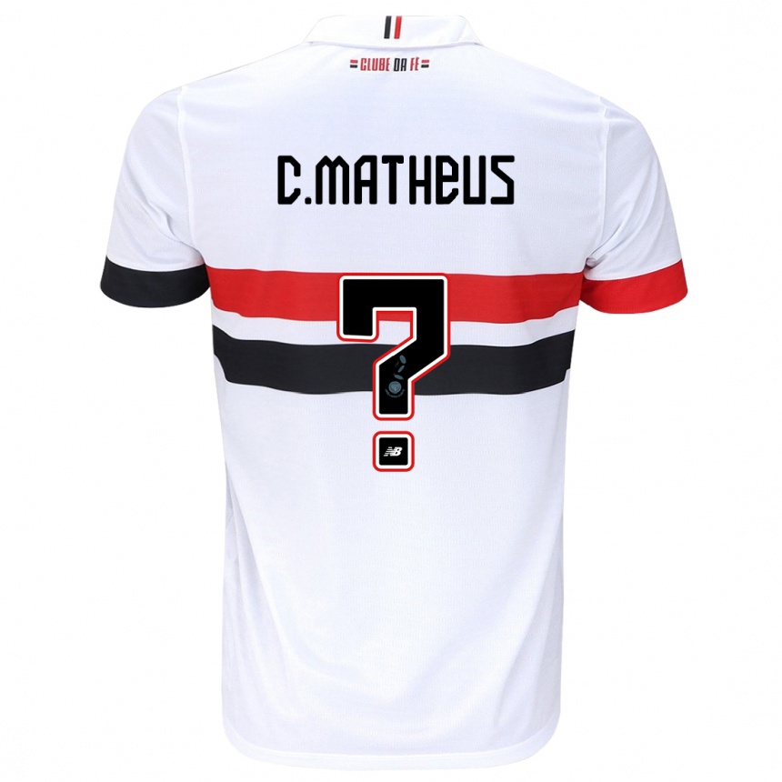 Men Football Caio Matheus #0 White Red Black Home Jersey 2024/25 T-Shirt