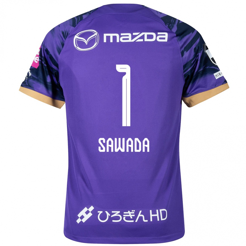 Men Football Shunsuke Sawada #1 Purple White Home Jersey 2024/25 T-Shirt